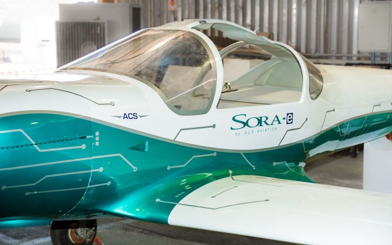 Avião elétrico SORA-e, produzido pela Itaipu em parceria com a ACS Aviation | Divulgação/Itaipu