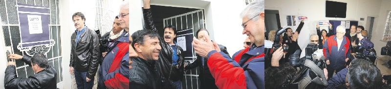 Depois de fazer votação em tenda em frente à sede do partido, Requião chamou chaveiro para entrar no diretório | Ivonaldo Alexandre/Gazeta do Povo