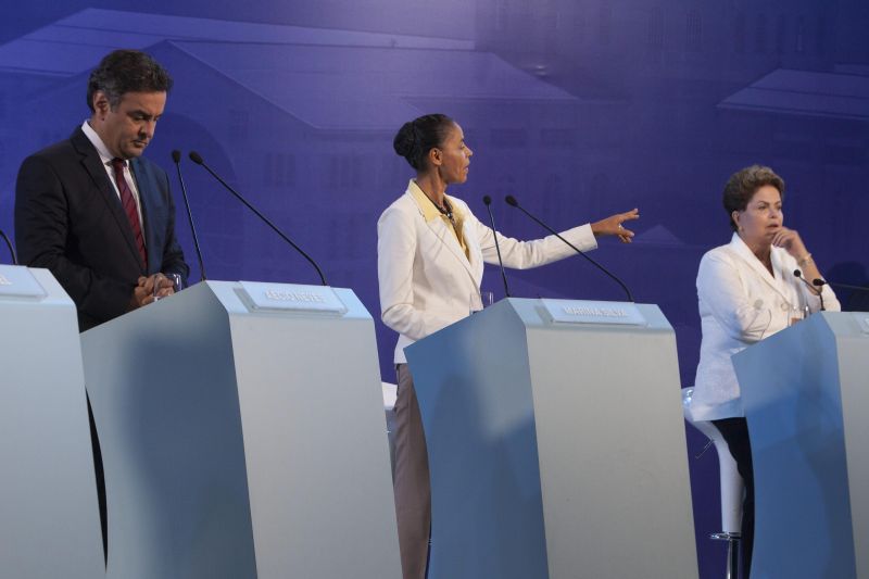 Aécio, Marina e Dilma no debate promovido pela CNBB | Sebastião Moreira/Efe