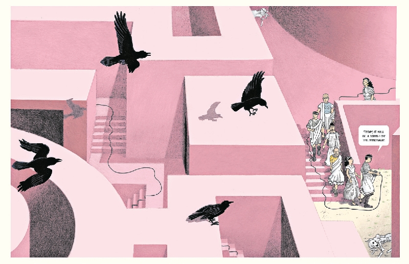 Página de Theseus and the Minotaur, nova adaptação do mito grego assinada pelo cartunista francês Yvan Pommaux |