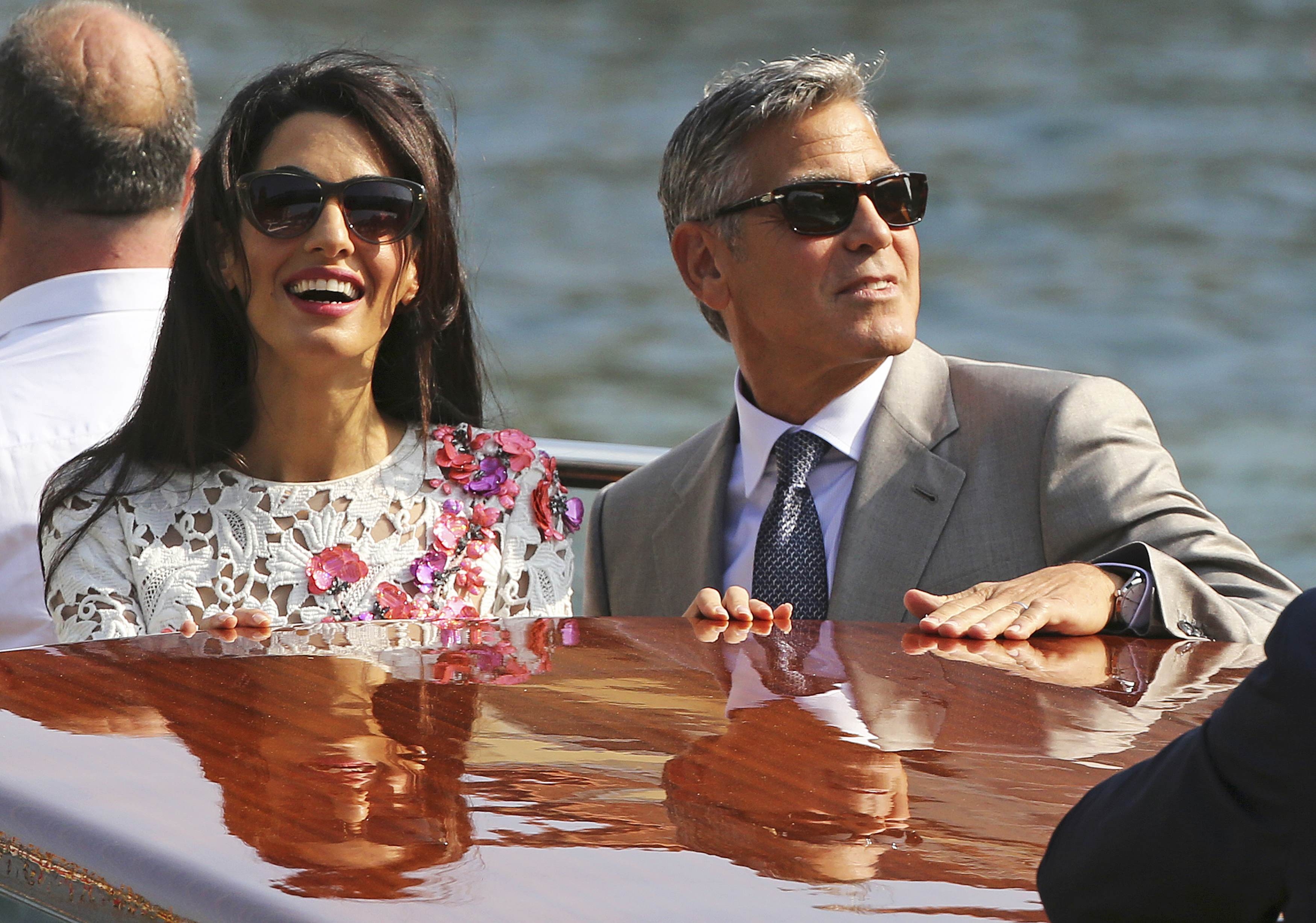 George Clooney e a esposa Amal Alamuddin em Veneza. | Reuters