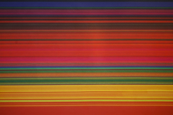 Novos trabalhos do artista trazem pesquisas com novos materiais, como a tela que traz impressões texturizadas |