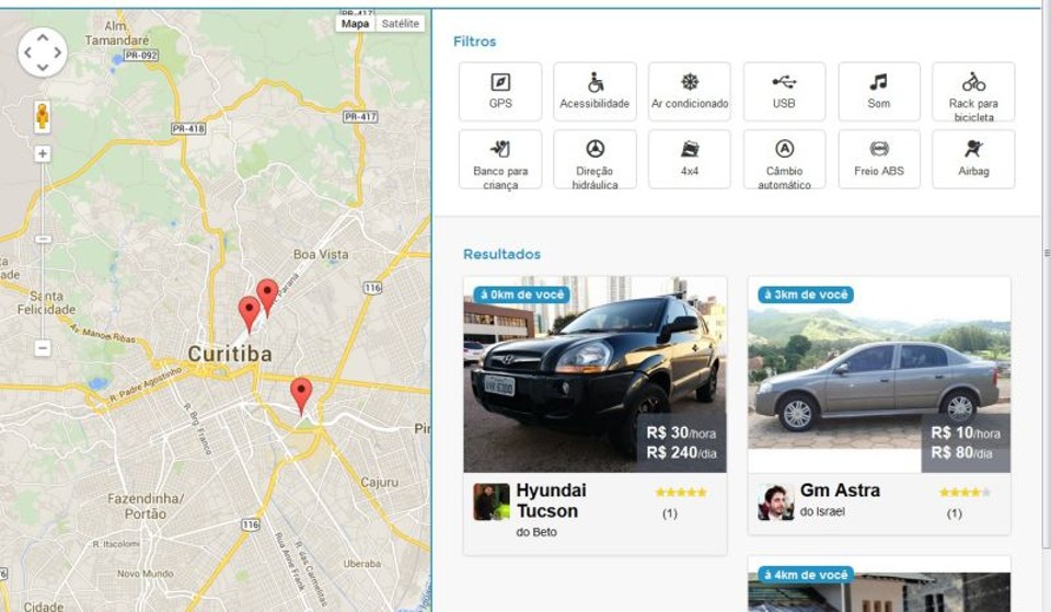 Fleety tem 22 carros de Curitiba e região cadastrados | Reprodução