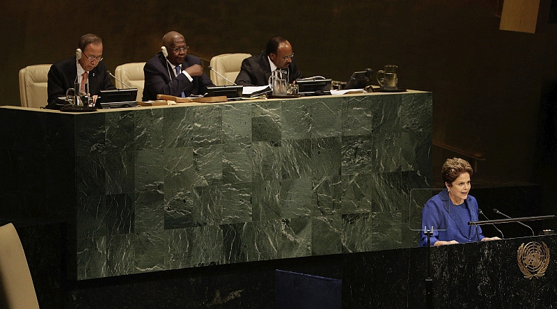 Dilma usou metade do tempo do seu discurso para falar sobre questões internas do Brasil | EFE/Andrew Gombert