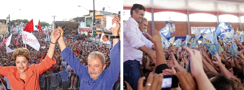 Em Pernambuco, Dilma e Lula abriram fogo contra a Aécio e o PSDB; Mesmo com a voz rouca, Aécio não deixou de criticar o rival PT | Ricardo Stuckert/ Instituto Lula; Orlando Brito/ Divulgação
