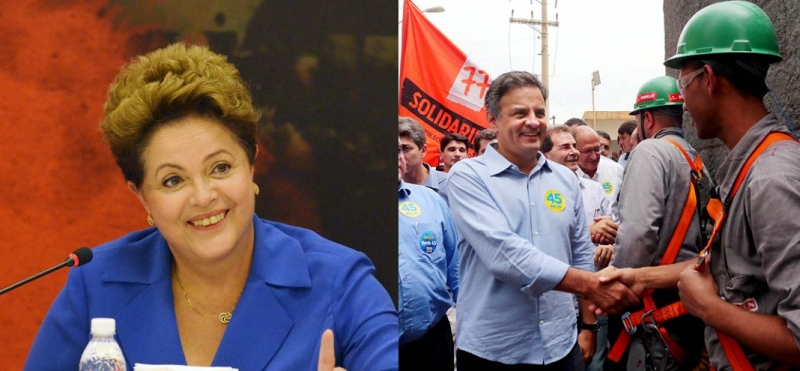 Dilma Rousseff participou de reunião com lideranças em Brasília ; Aécio Neves visitou trabalhadores da construção civil em SP | Ichiro Guerra/Divulgação ; Orlando Brito/ Divulgação