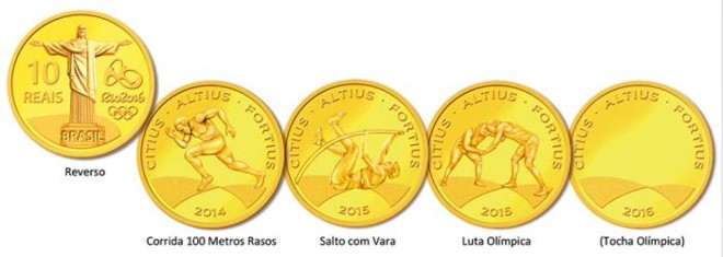 Quatro modelos de ouro de moedas da Rio 2016 serão lançadas pelo Banco Central | 