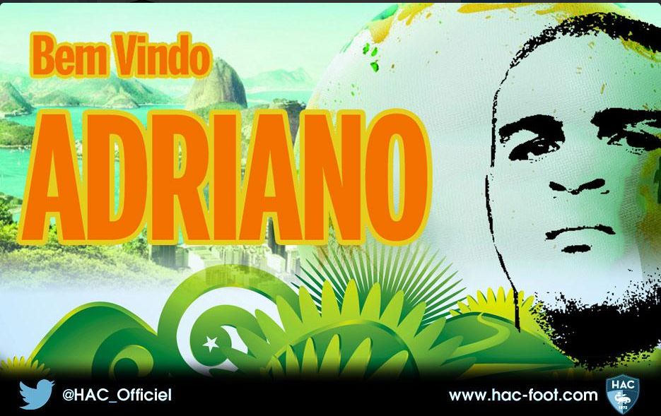 Com o Rio ao fundo, as boas-vindas a Adriano no site do Le Havre. | Reprodução/ Le Havre