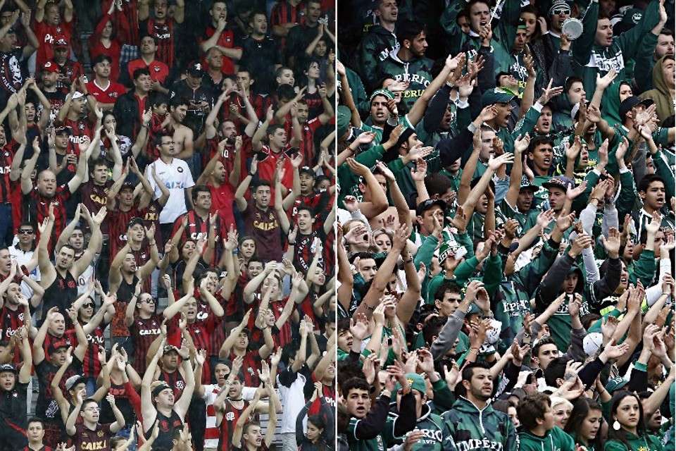Torcidas do Atlético e do Coritiba | Fotos: Albari Rosa / Gazeta do Povo