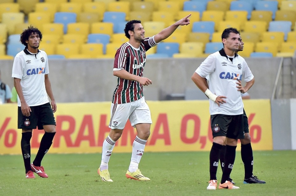 Logo após o Atlético ter empatado a partida no Maracanã, já nos acréscimos, o atacante Fred definiu a vitória do Fluminense | Bruno Furano/ Folhapress