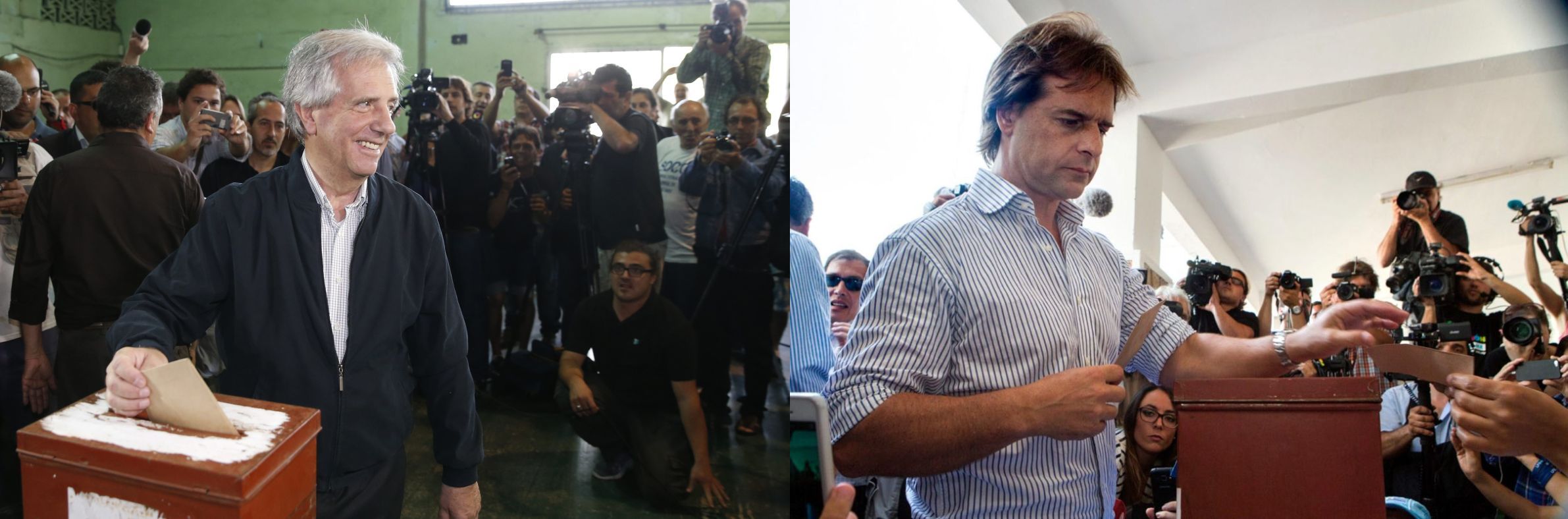 Os candidatos Tabaré Vázquez e Luis Lacalle Pou | EFE/Iván Franco/Andres Stapff