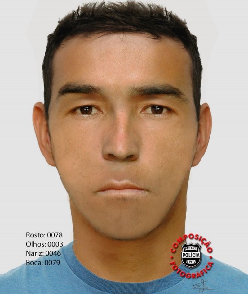 Retrato falado de um dos suspeitos de matar a corretora de imóveis no Bigorrilho | Divulgação/Polícia Civil