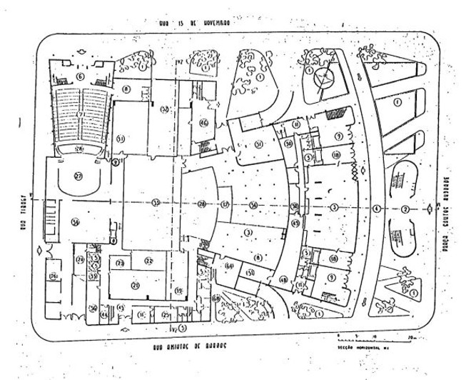 Primeira planta da reforma do Guaíra, dos anos 1950, assinada pelos engenheiros Rubens Mesteir e Paulo Fragoso | 