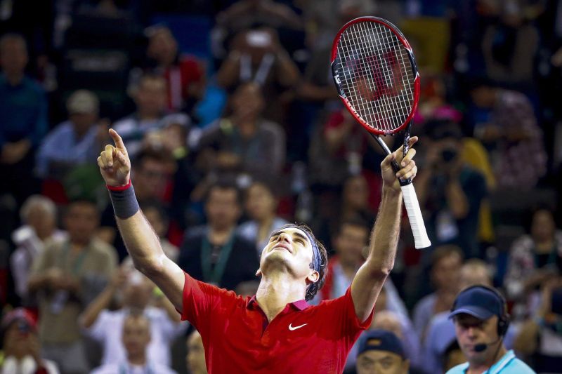 Tenista suíço Roger Federer celebra vitória contra o francês Gilles Simon | EFE/EPA/DIEGO AZUBEL