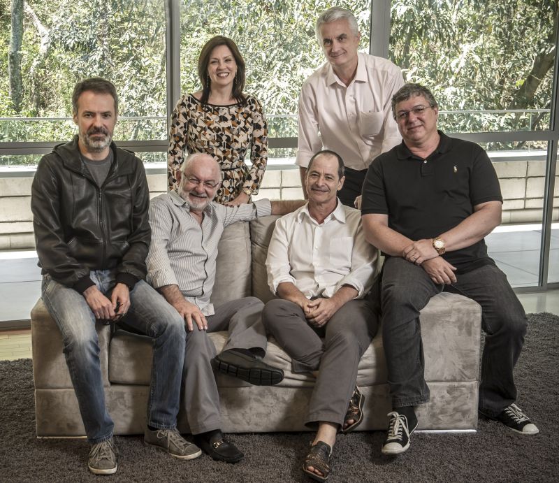 A nova diretoria: Ricardo Waddington, Silvio de Abreu, Guel Arraes, Monica Albuquerque e Eduardo Figueira | TV Globo/Renato Rocha Miranda