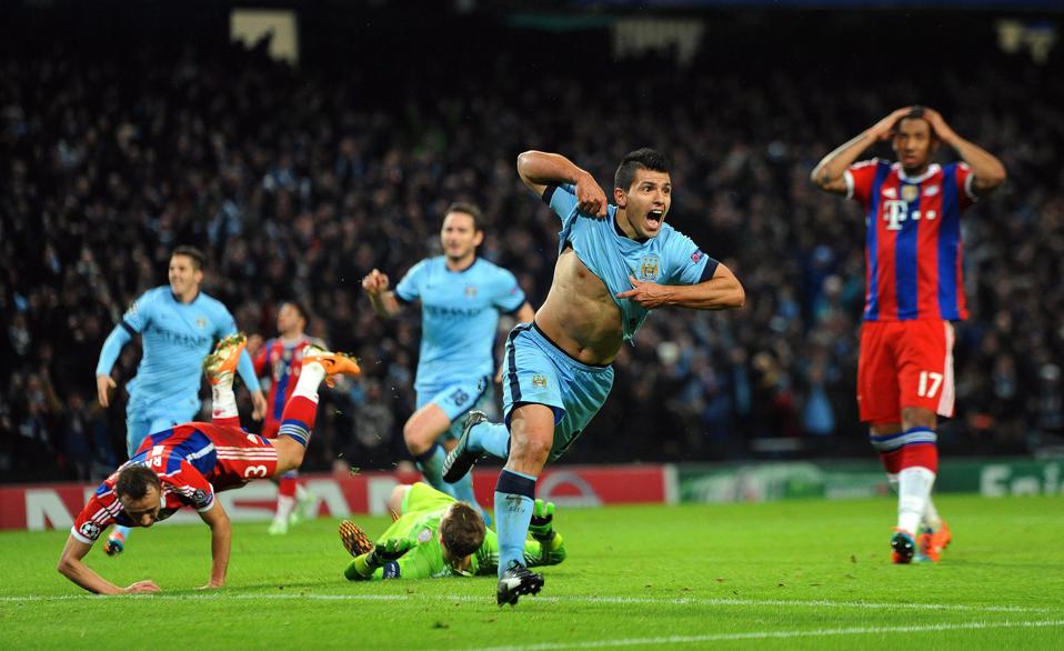 Aguero foi o grande responsável pela vitória do Manchester City contra o Bayern de Munique | EFE