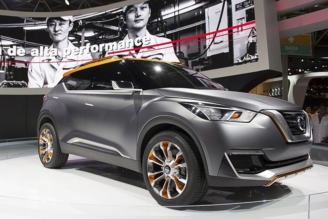 Nissan Kicks- O conceito faz sua estreia mundial em São Paulo. É um exercício de SUV compacto, desenhado para atender o público brasileiro, inclusive com uma futura produção nacional em Resende (RJ), dividindo espaço com New March e New Versa. Cogita-se que o utilitário surja antes da Olimpíada de 2016, no Rio, evento patrocinado pela marca japonesa. O Kicks será um pouco menor que o primo Duster e maior que o EcoSport |