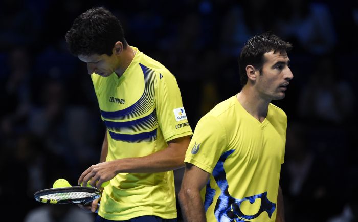 Marcelo Melo com o parceiro, o croata Ivan Dodig: dupla perdeu a final do ATP Finals para os irmãos americanos Bob e Mike Bryan | Reuters