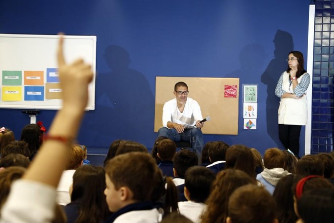 Alex durante visita ao Colégio Santa Maria |