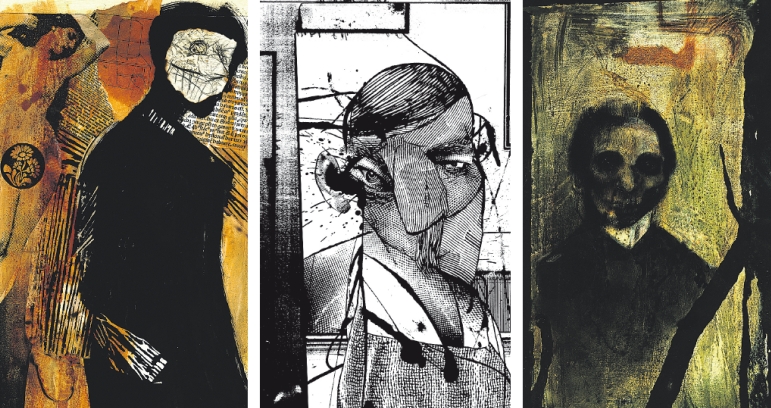 É um exercício de ficar o tempo todo tentando captar a própria imagem, que não vem; o que vem é um negativo, diz Ricardo Humberto sobre o impulso por trás dos desenhos e colagens que criou | Reprodução