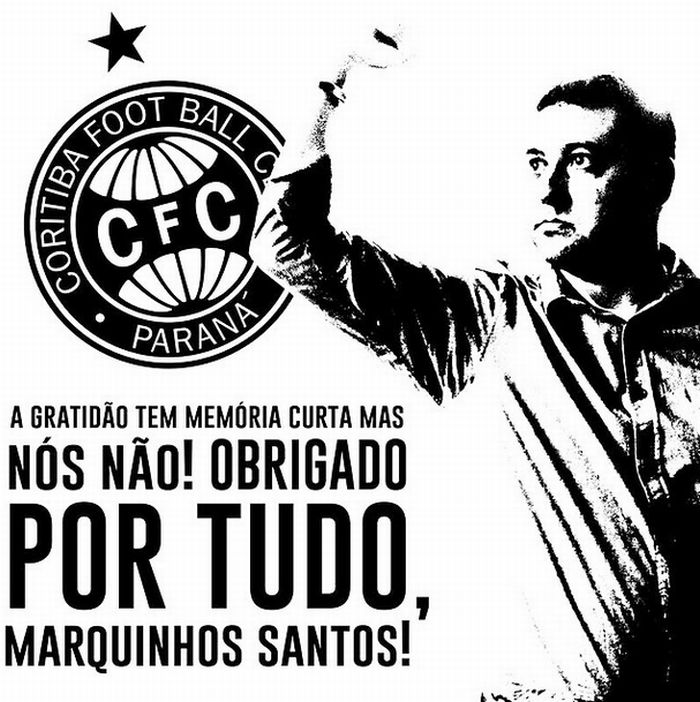 Mensagem de gratidão postada por Alex ao treinador Marquinhos Santos, que está de saída do Coxa | Reprodução Instagram