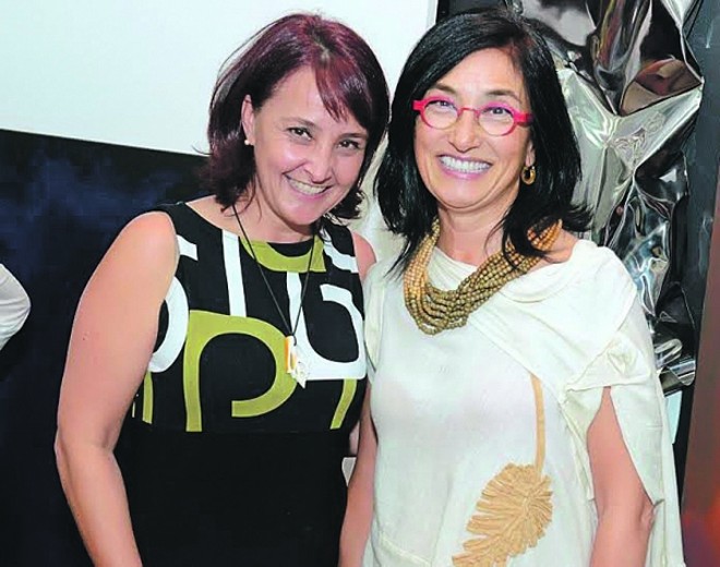 No coquetel inaugural do novo Estúdio-Galeria de Janete Mehl, as presenças de Ana Camargo e da arquiteta Maylin Ling |