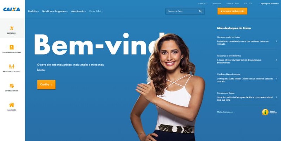 Estrelada pela atriz Camila Pitanga, a campanha da Caixa convida as pessoas a conhecer o novo portal, o que provavelmente incentivou uma grande carga de acesso | Reprodução