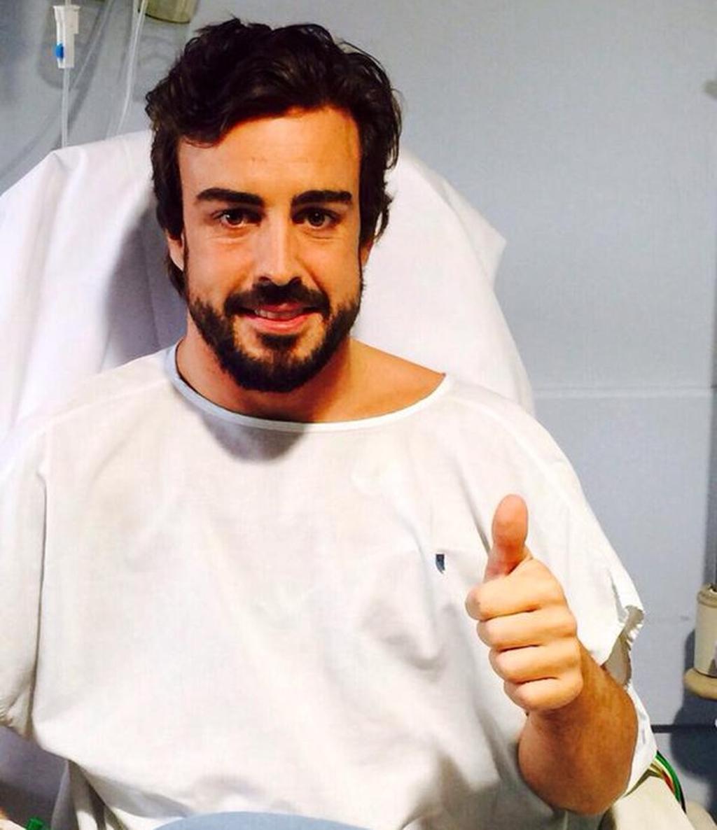 Fernando Alonso está no hospital desde domingo após sofrer um acidente no circuito de Barcelona. | Reprodução/Twitter