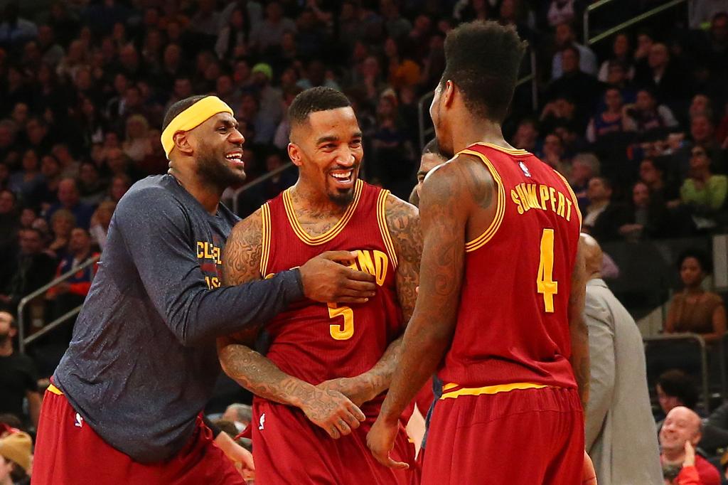 Jogadores do Cavaliers comemoram vitória sobre o Knicks | Anthony Gruppuso/USA Today Sports