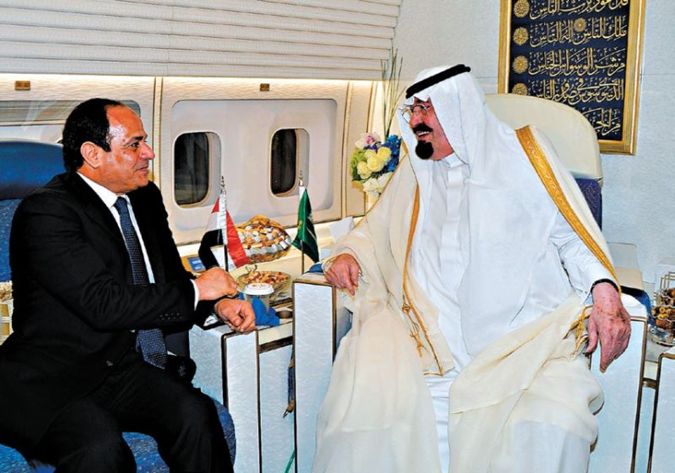O Rei Abdullah (à dir.) foi um grande apoiador do presidente do Egito, Abdel Fattah al-Sisi | Saudi Press Agency