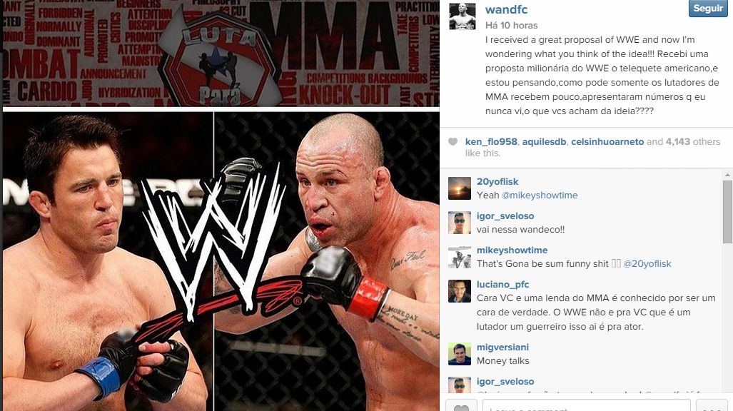 Wanderlei Silva até montou um "cartaz" da luta dele contra Sonnen: do octógono para o ringue. | Reprodução/ Instagram
