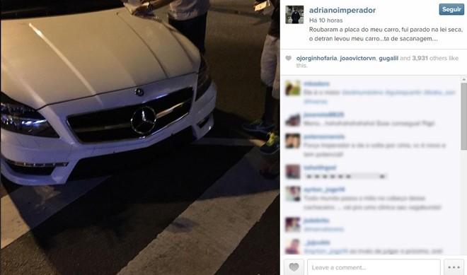 Jogador desabafou nas redes sociais contra o Detran e afirmou que a placa do carro havia sido roubada. | Reprodução/Instagram