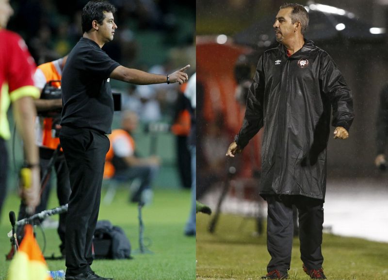 Técnicos Marquinhos Santos e Marcelo Vilhena darão entrevista coletiva conjunta antes do clássico Atletiba de domingo | Antônio More e Hugo Harada / Gazeta do Povo