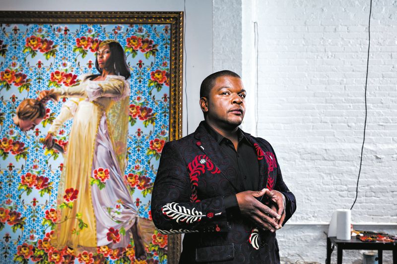 O artista Kehinde Wiley com "Judite Decapitando Holofernes | Chad Batka para The New York Times