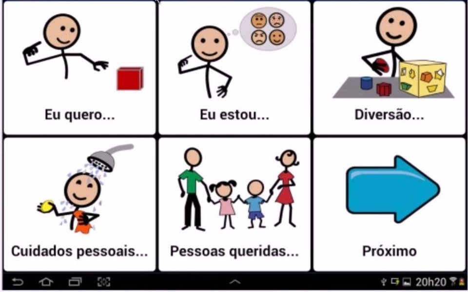 No aplicativo, catálogos de palavras são reproduzidas em voz alta quando alguém as seleciona | /Reprodução