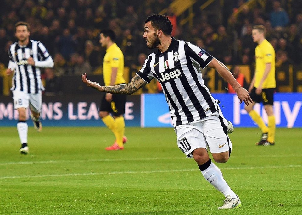 Juventus elimina Borussia Dortmund com show de Tévez Tévez foi o melhor em campo na vitória da Juventus. | BERND THISSEN/EFE