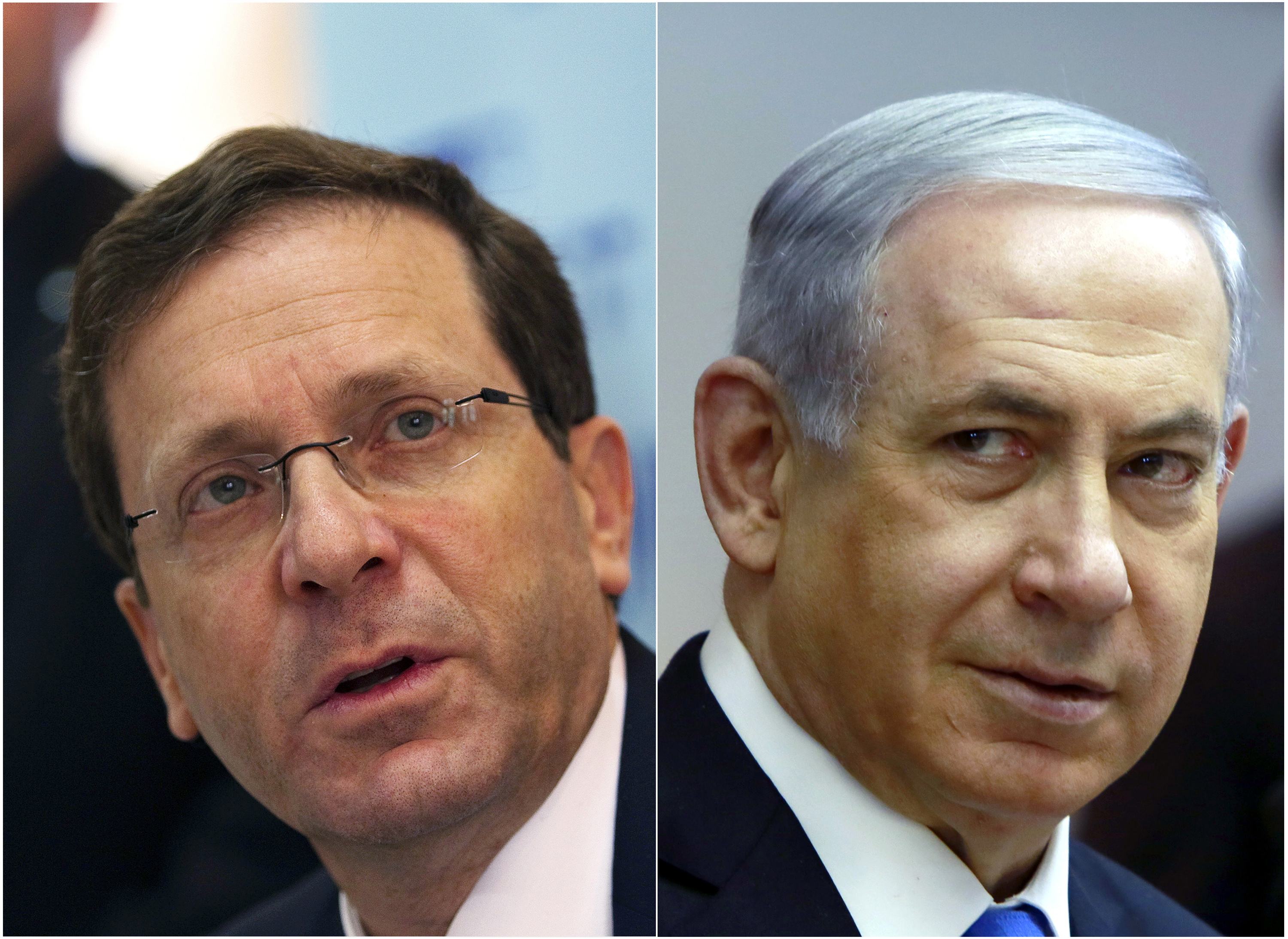 Isaac Herzog, o oposicionista, e Bejamin Netanyahu, o atual premiê | Reuters
