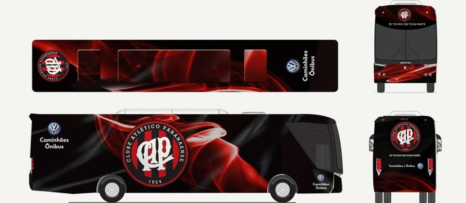 Atlético lançou concurso para que os sócios escolham o novo design do ônibus do clube. | Divulgação/Atlético
