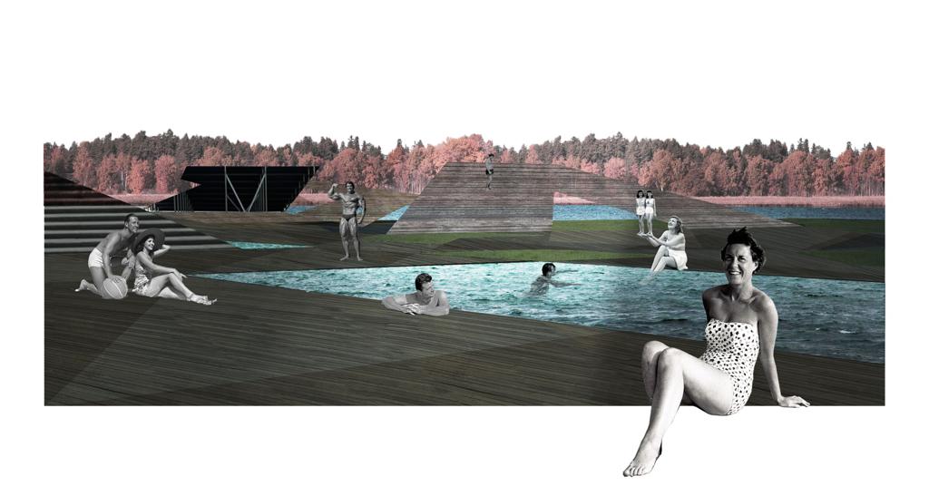 Um dos projetos que integra exposição do MusA transforma lago do Barigui em praia artifical | UFPR/Divulgação