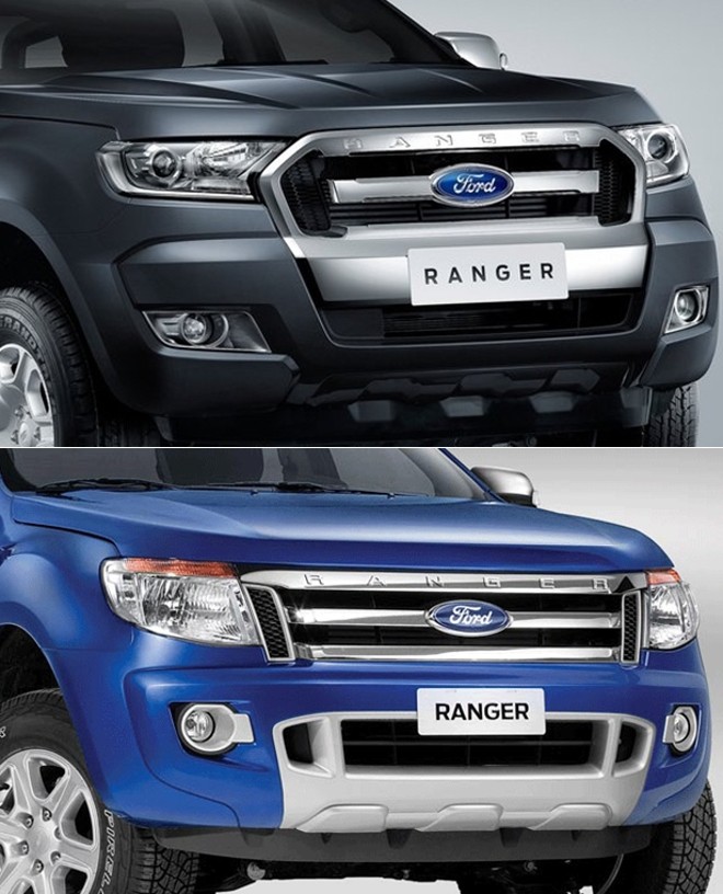 Comparativo entre a Ranger atual (foto debaixo) e a linha 2016. | Divulgação/Ford