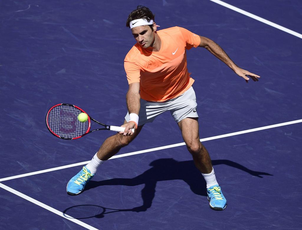 Tenista suíço Roger Federer vence semi-final contra o canadense Milos Raonic em Indian Wells, na Califórnia | JOHN G. MABANGLO/EFE
