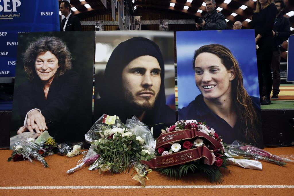 Florence Arthaud, Alexis Vastine e Camille Muffat foram homenageados no Instituto Nacional de Esportes de Paris. | Etienne Laurent/EFE