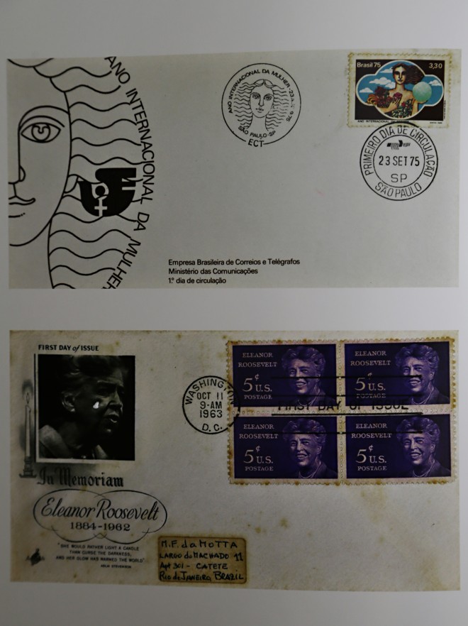 Correspondências ligadas à autonomia das mulheres. A primeira corresponde ao Ano Internacional da Mulher, determinado pela ONU em 1975. E a segunda homenageia Eleanor Roosevelt, primeira dama que ficou conhecida pelo ativismo pelos direitos humanos | Albari Rosa/Gazeta do Povo