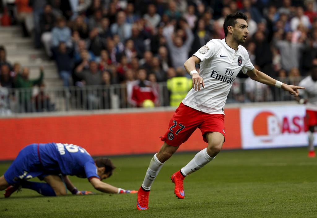 Pastore marcou dois gols do Paris Saint-Germain na vitória por 3 a 1 sobre o Nice. | Eric Gaillard/Reuters
