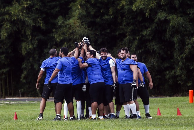 Seleção Brasileira de Futebol Americano fazendo um treinamento intensivo no feriado de Tiradentes na Unicentro em Irati, interior do Paraná. Seleção se prepara para a primeira participação do Brasil na Copa do Mundo de Futebol Americano. | Albari Rosa/gazeta do povo