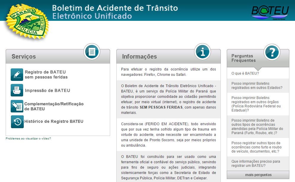 O site reúne informações coletadas por três anos pela PM do Paraná. | /Reprodução Site Bateu