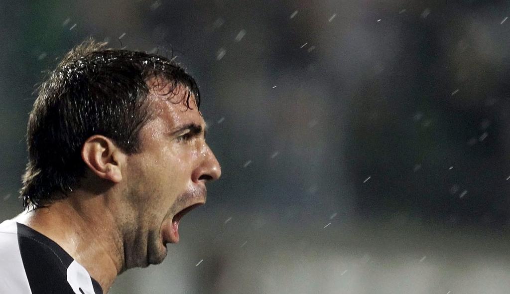 Lucas Pratto, um dos heróis do Atlético-MG, logo depois de marcar o primeiro gol do Galo contra o Colo Colo. | Washington Alves/Reuters