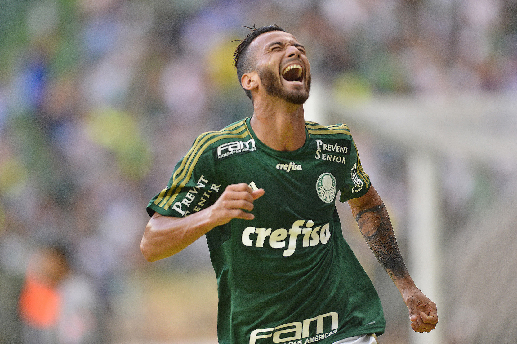 Leandro Pereira comemora gol que colocou o Palmeiras em vantagem | Mauro Horita/Folhapress