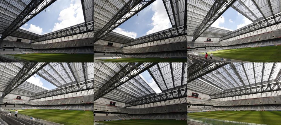 Imagens do processo de fechamento da tampa do Caldeirão: Arena tem o primeiro teto retrátil do país. | Aniele Nascimento/Gazeta do Povo