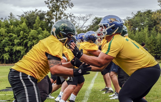 Seleção Brasileira de Futebol Americano fazendo um treinamento intensivo no feriado de Tiradentes na Unicentro em Irati, interior do Paraná. Seleção se prepara para a primeira participação do Brasil na Copa do Mundo de Futebol Americano. | Albari Rosa/gazeta do povo